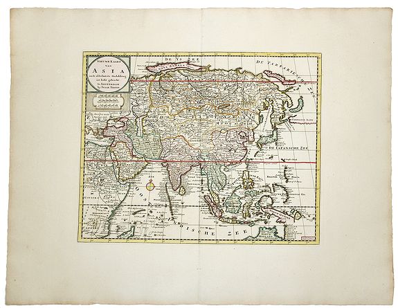 TIRION, I., NIEUWE KAART van ASIA na de alderlantste Ondekking int licht gebracht., antique map, old maps