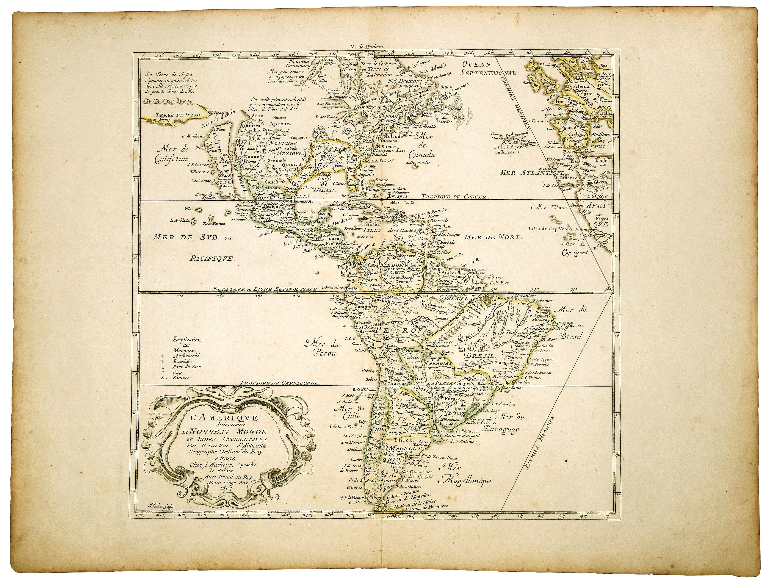 DUVAL, P., L' AMERIQUE Autrement Le NOVUEAU MONDE et INDES OCCIDENTALES., antique map, old maps