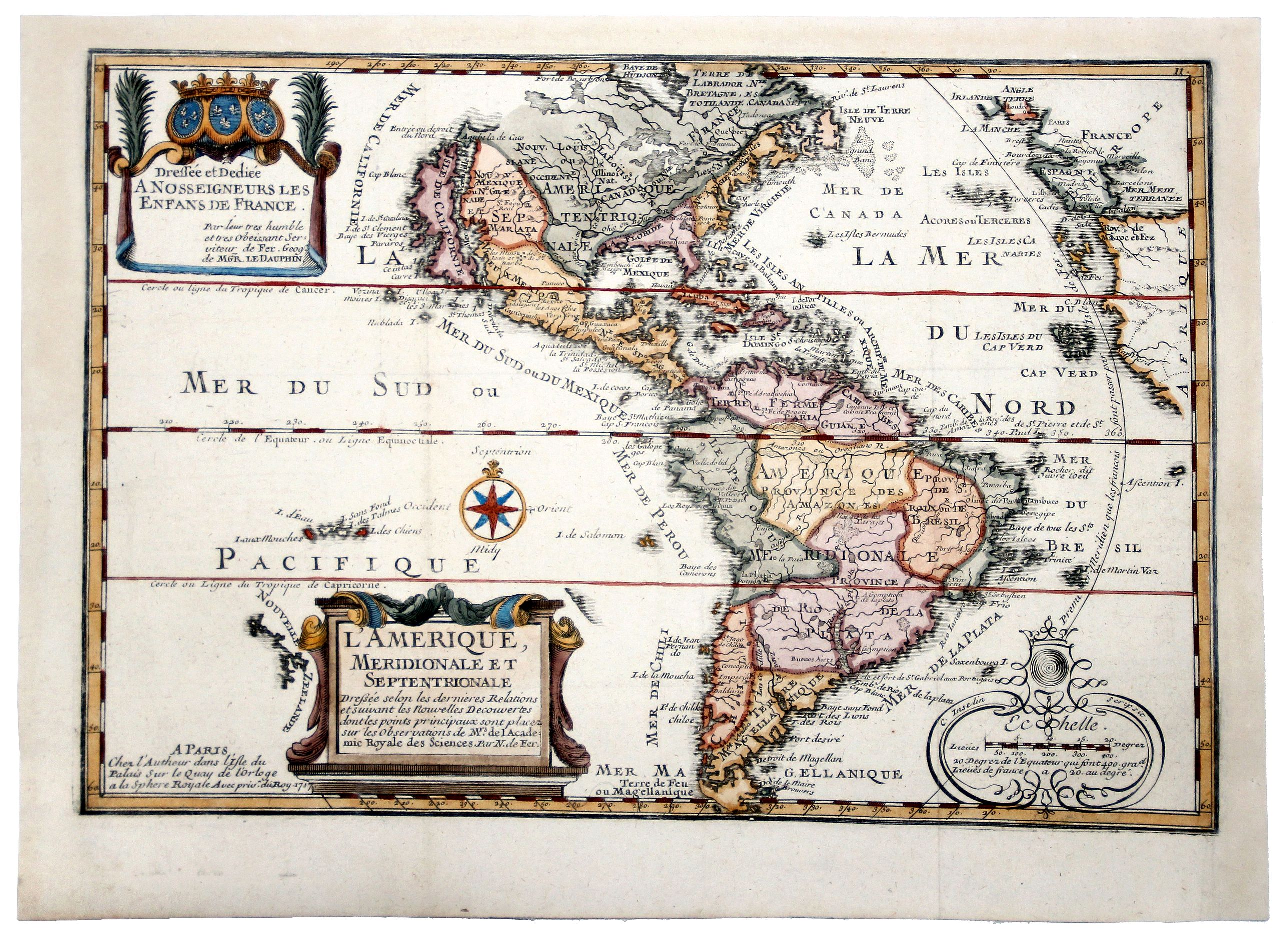 De FER, Nicolas., L' AMERIQUE MERIDIONALE ET SEPTENTRIONALE., antique map, old maps