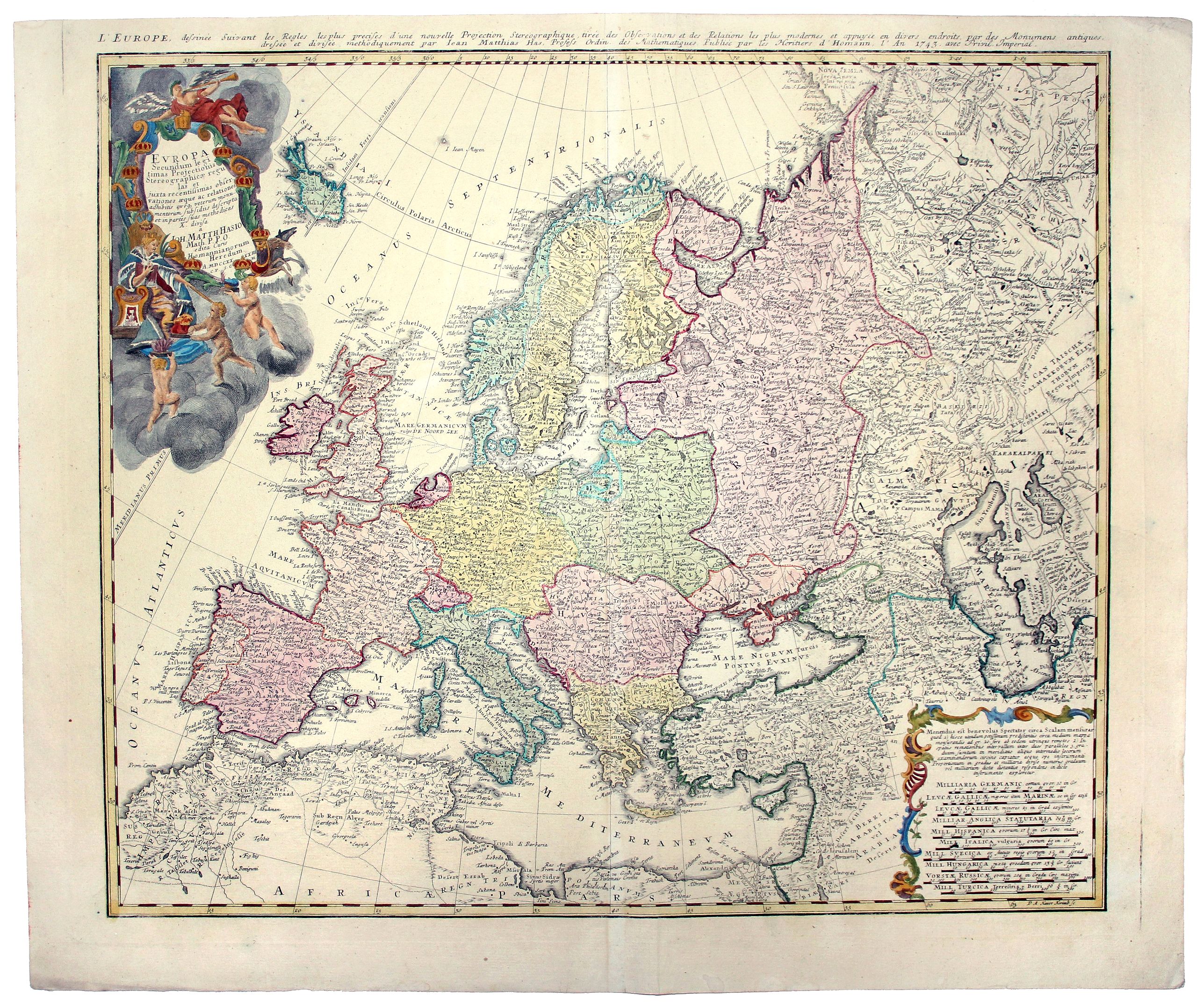 HOMANN HEIRS., L'EUROPE., antique map, old maps