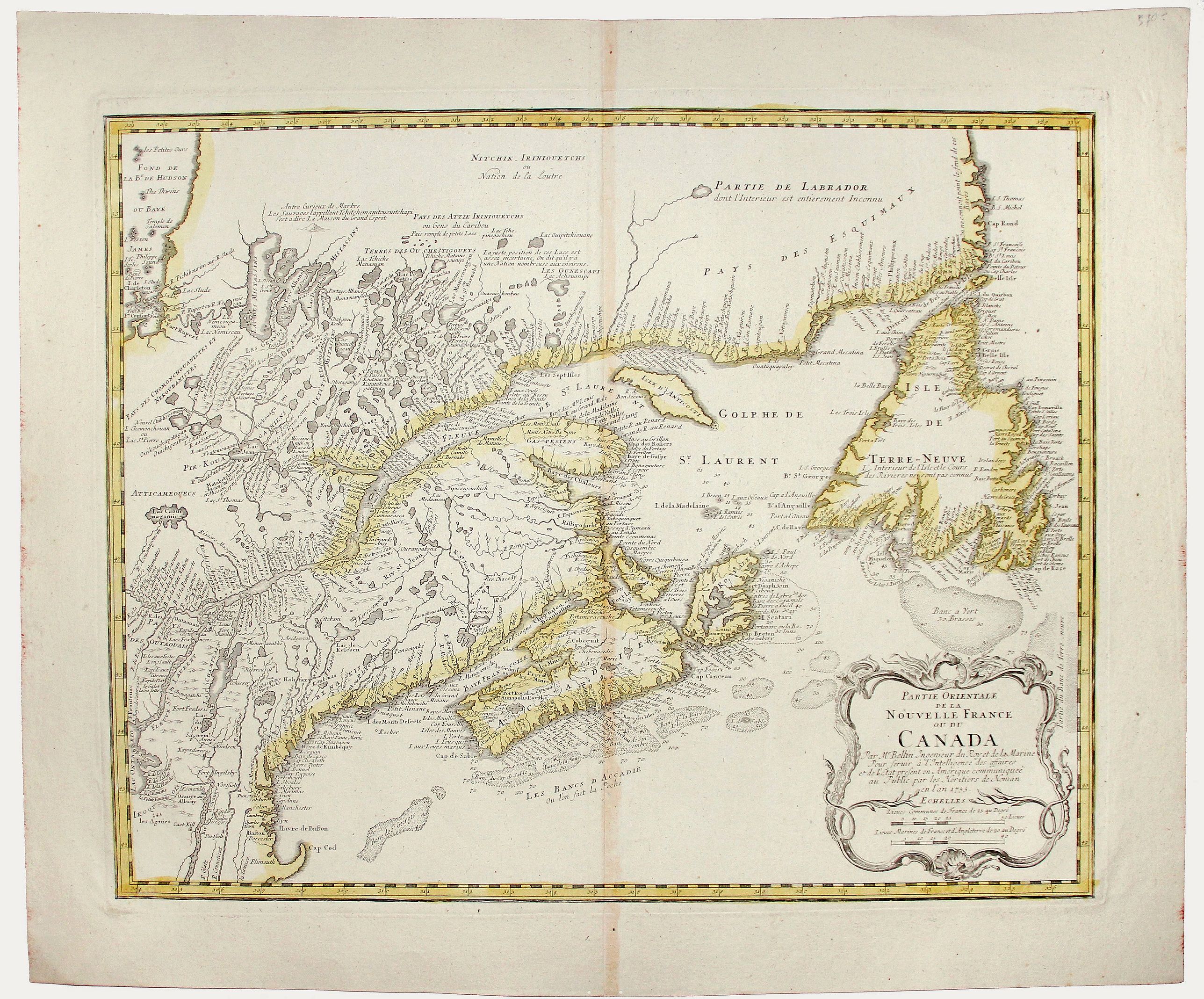 HOMANN HEIRS., Partie Orientale de la Nouvelle France ou du CANADA., antique map, old maps