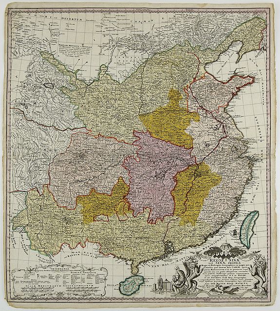 HAAS, J. M., Regni Sinae vel Sinae Propriae Mappa et Descriptio Gegraphica..., antique map, old maps