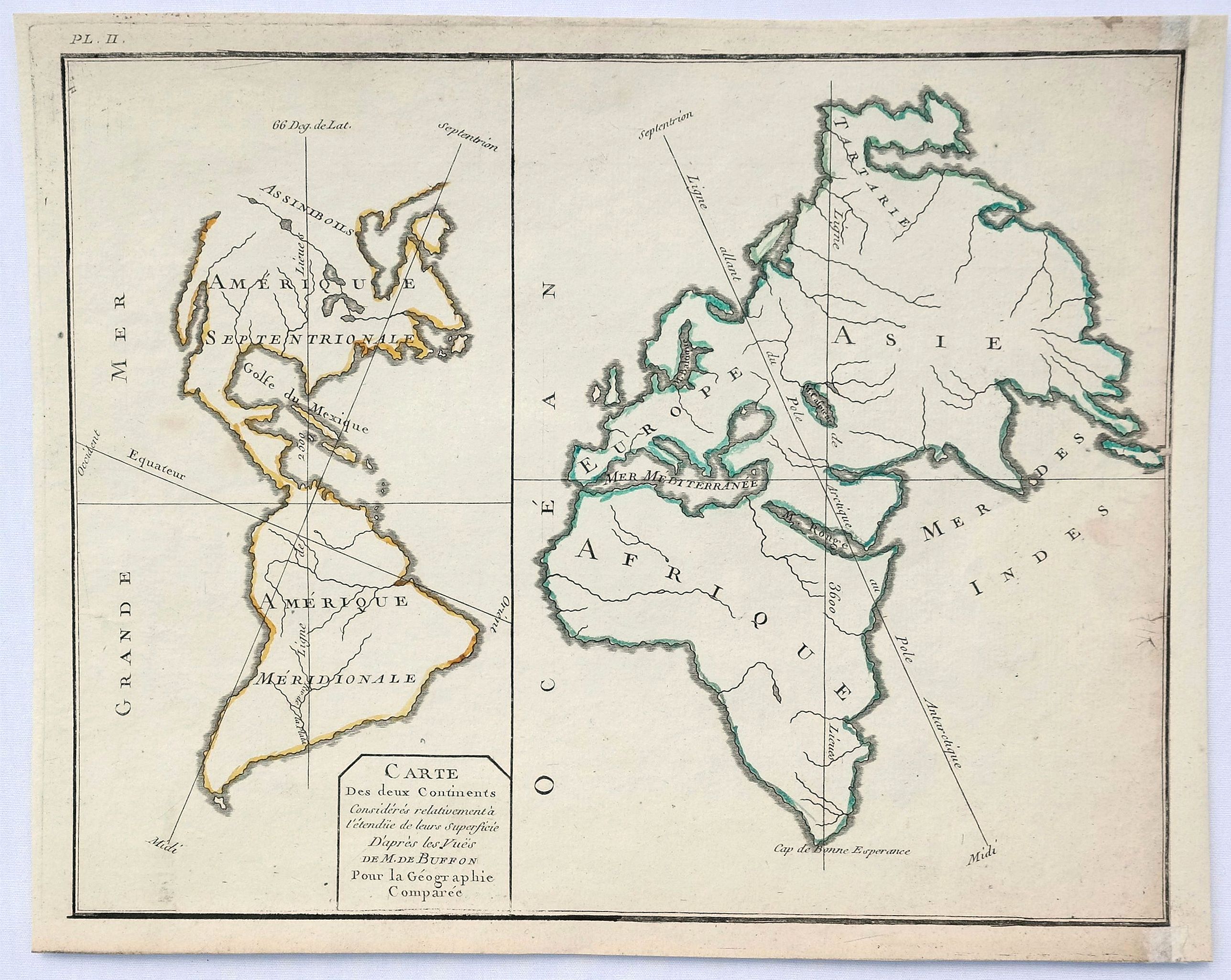LECLERC, G., Carte des Deux Continents., antique map, old maps