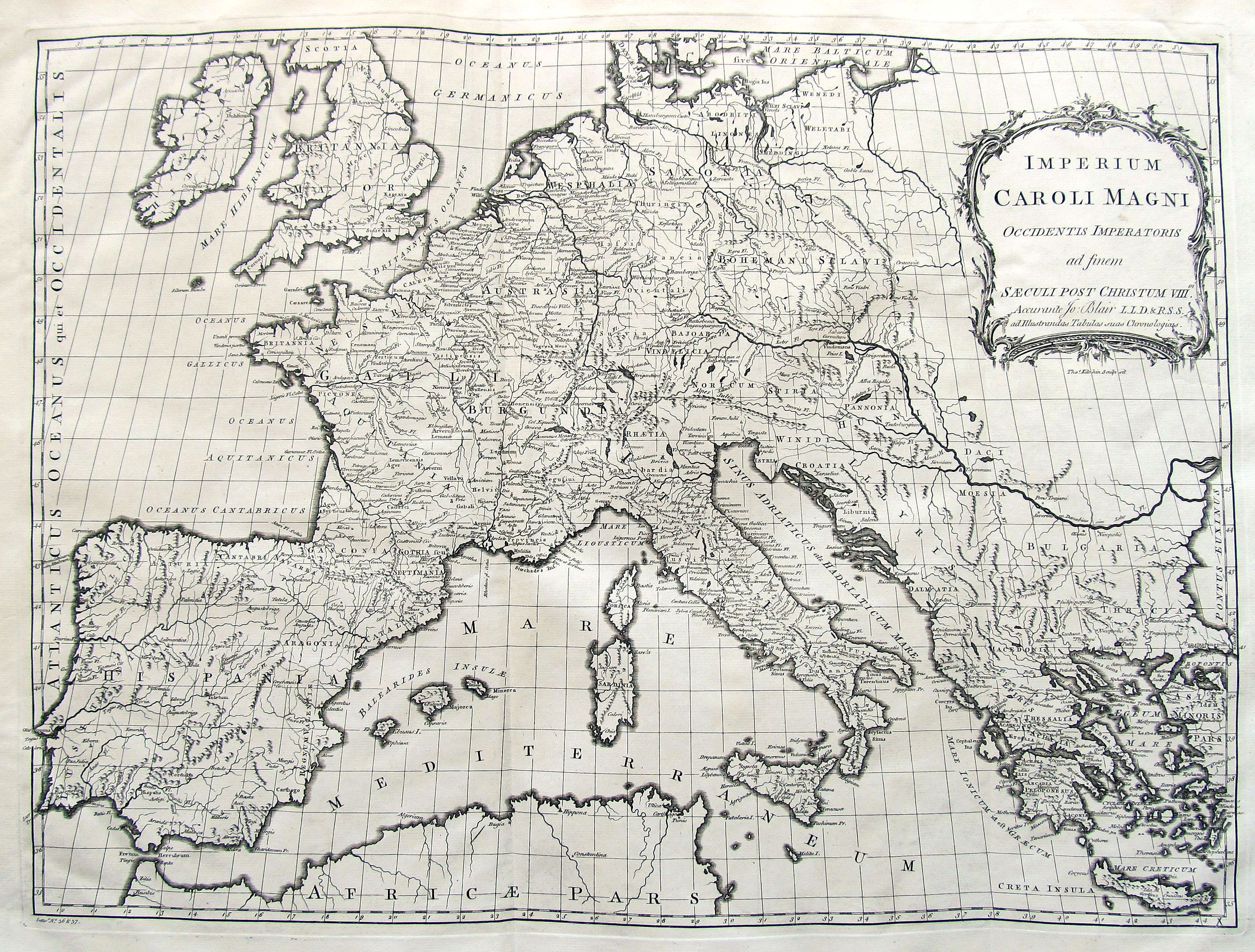 BLAIR, J., Imperium Caroli Magni occidentis imperatoris. . ., antique map, old maps