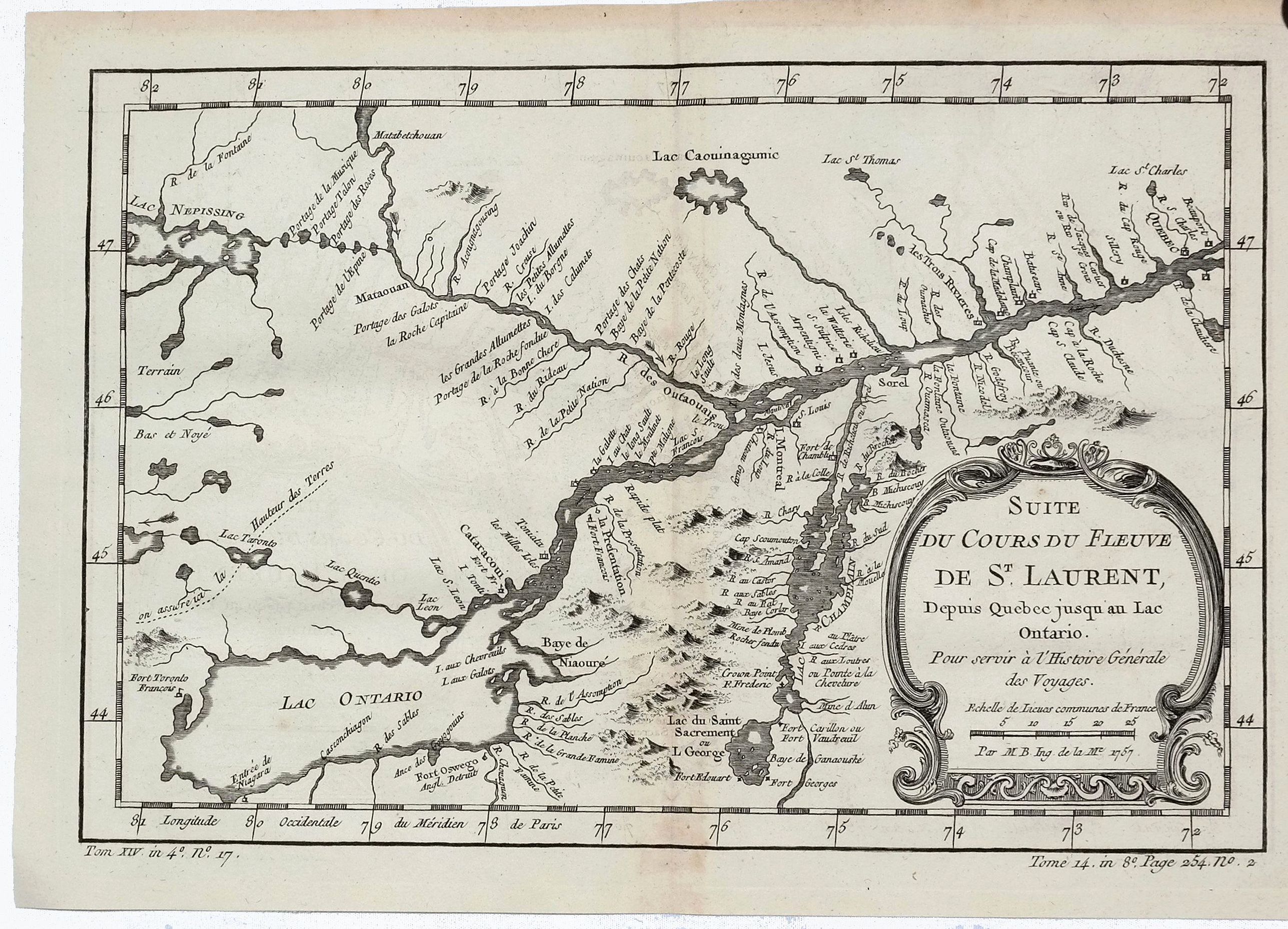 Bellin, J.N., Suite du Cours du Fleuve de St. Laurent Depuis Quebec Jusqu’a au Lac Ontario., antique map, old maps