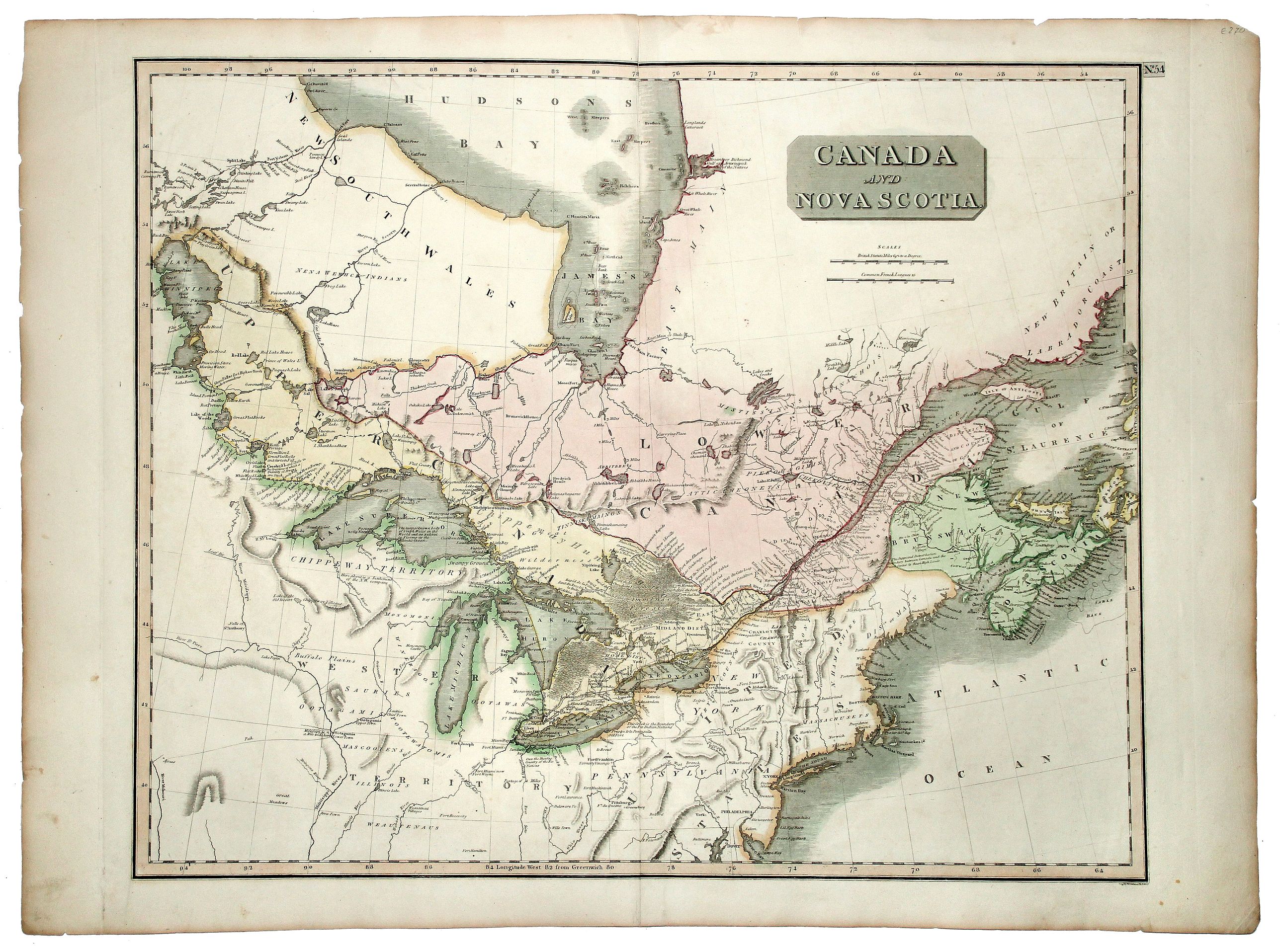 THOMPSON, John., CANADA and NOVA SCOTIA., antique map, old maps