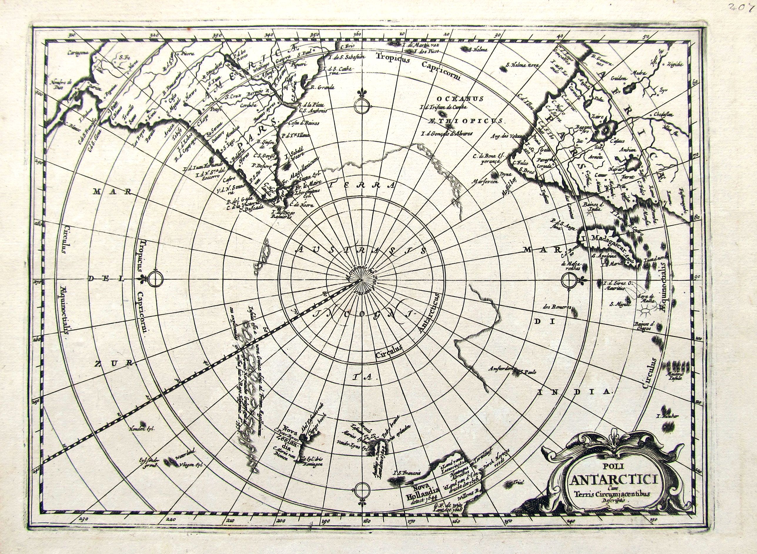 ANONYMOUS., Poli Antarctici cum Terris Circumajacentibus descriptio., antique map, old maps