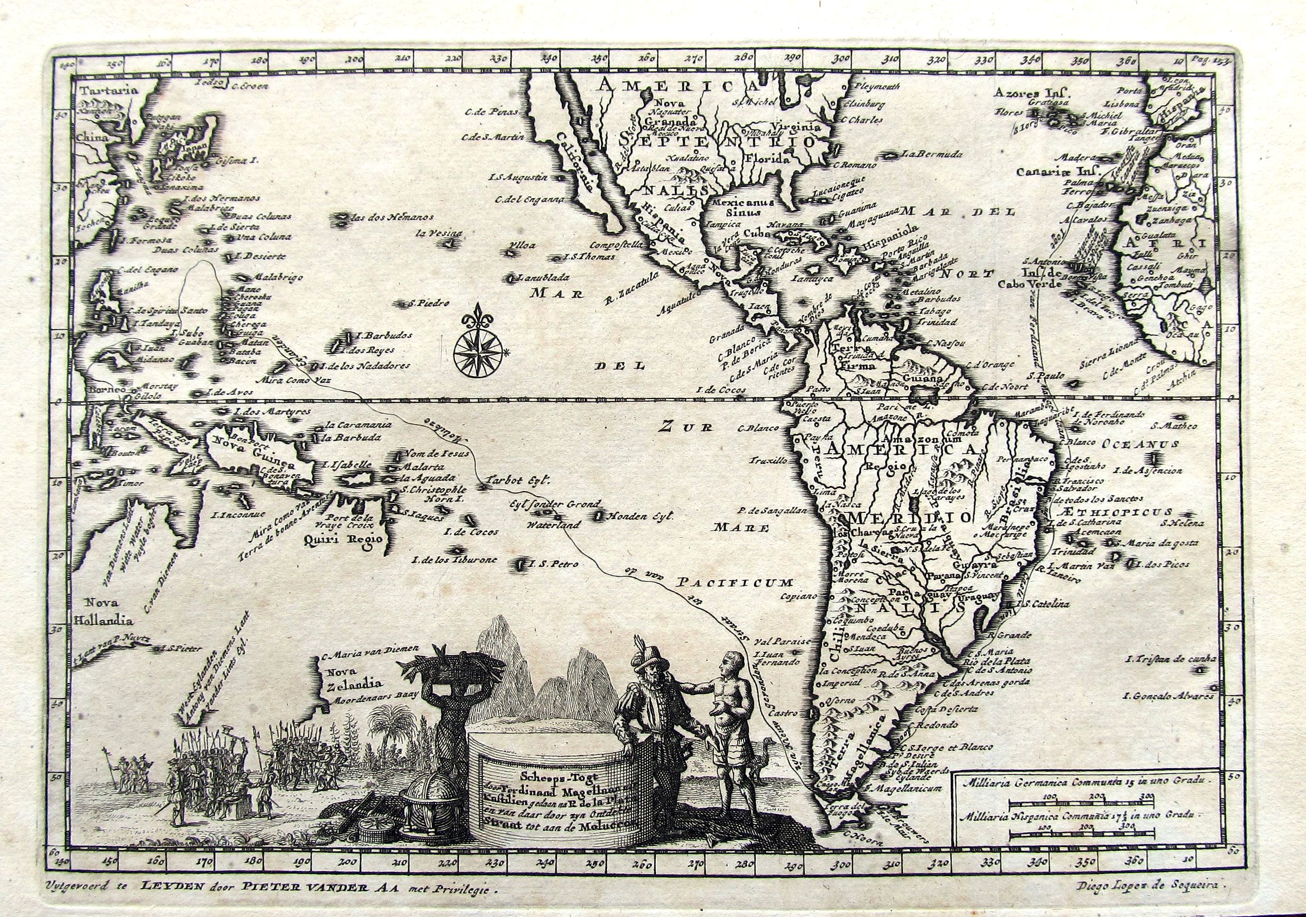 VAN DER AA, P., Scheeps-Togt door Ferdinand Magellaan. . ., antique map, old maps