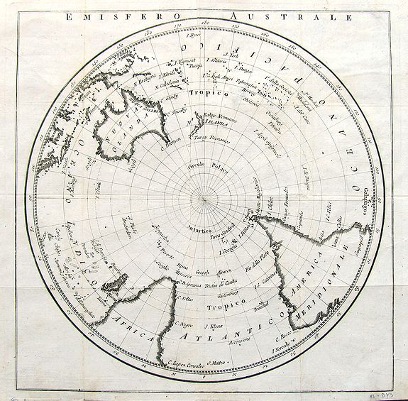 ANONYMOUS., Emisfero Australe., antique map, old maps