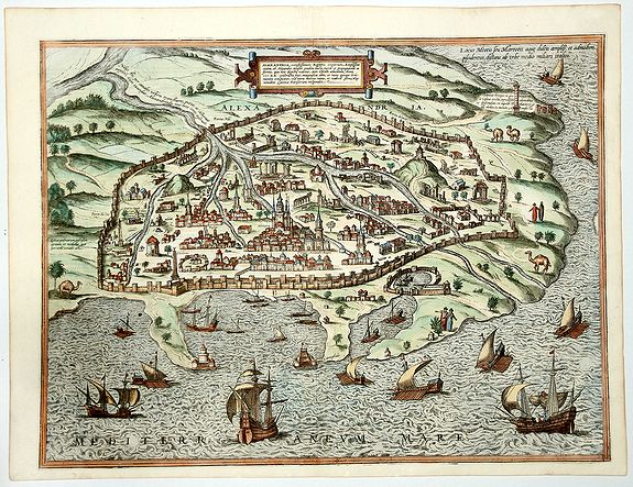 BRAUN, Georg / HOGENBERG, Frans., ALEXANDRIA Vetustissimum AEGYPTI emporium, Amplissima ciuitas ab Alexandro Magno sondia. . ., antique map, old maps