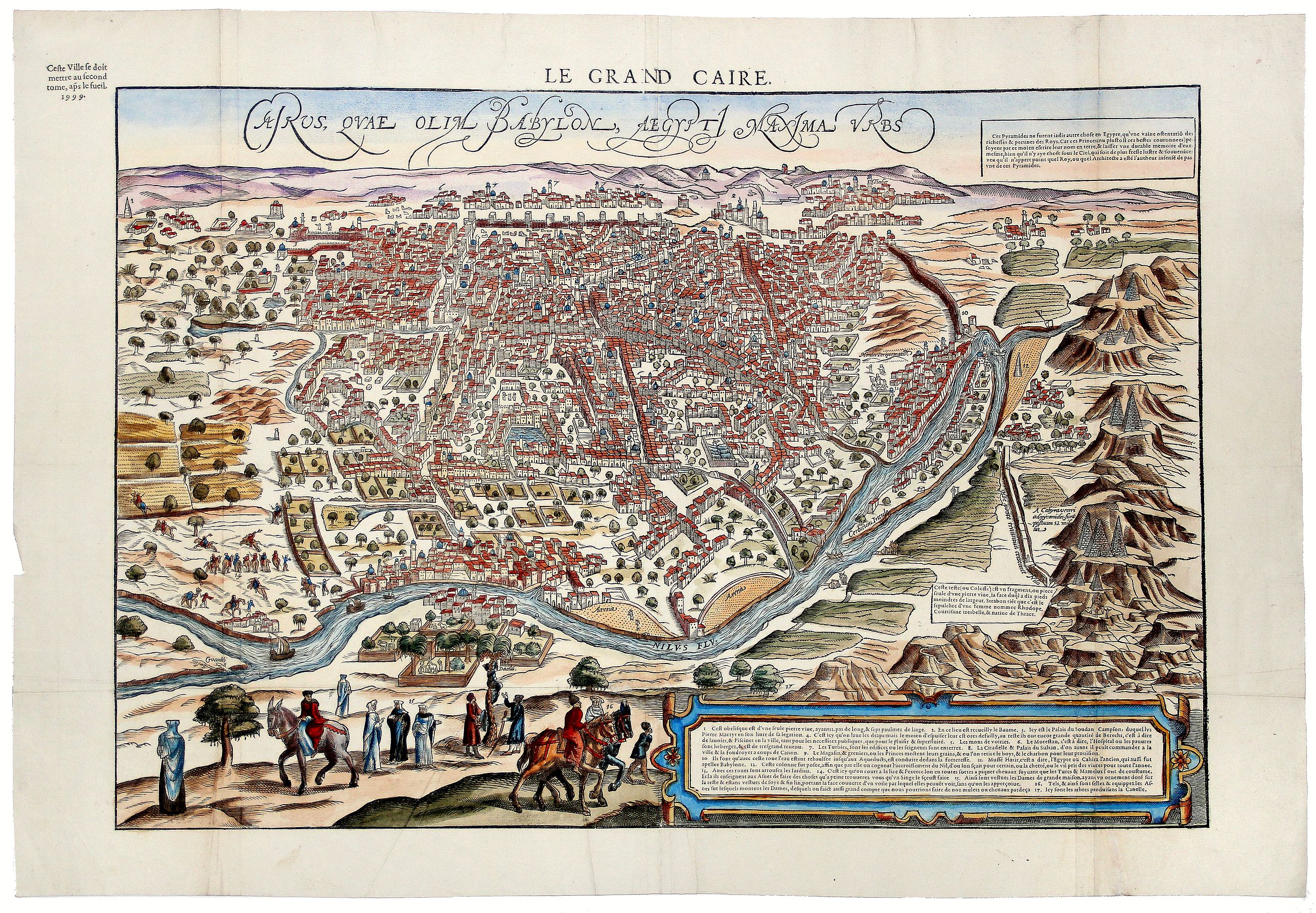 BELLEFOREST, Francois de., LE GRANDE CAIRE, CAIRUS QUAE OLIM BABYLON AEGYPTI MAXIMA URBS., antique map, old maps