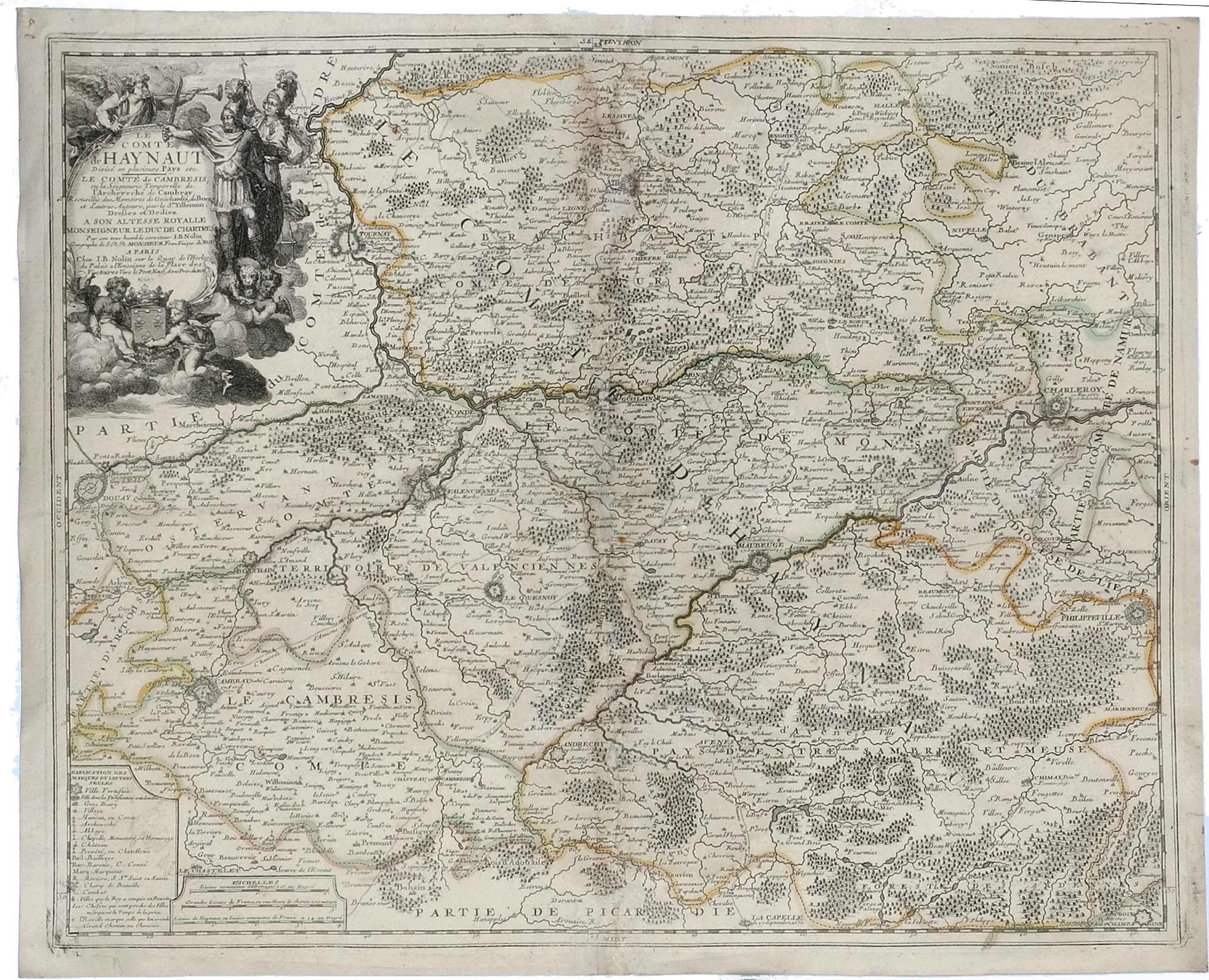 NOLIN, J.,, Le Comte de Haynaut Divissee en Plusiers Pays. . . , antique map, old maps