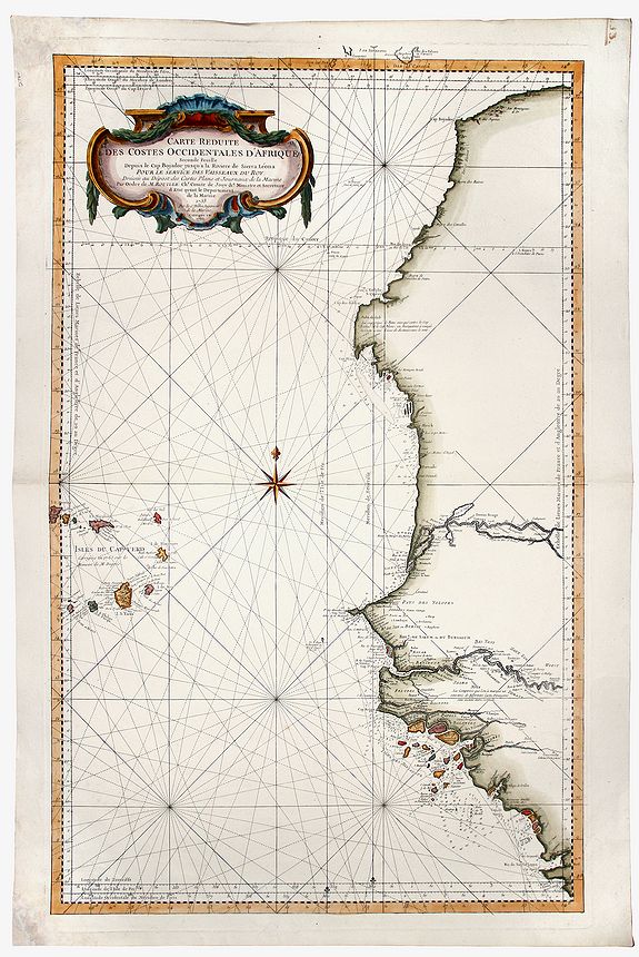 BELLIN, Jacques Nicolas, Carte Reduite DES COSTES OCCIDENTALES D' AFRIQUE Second fouille Depuis le Cap Bojador jusqu'a a la Riviere de Sierra Leona..., antique map, old maps