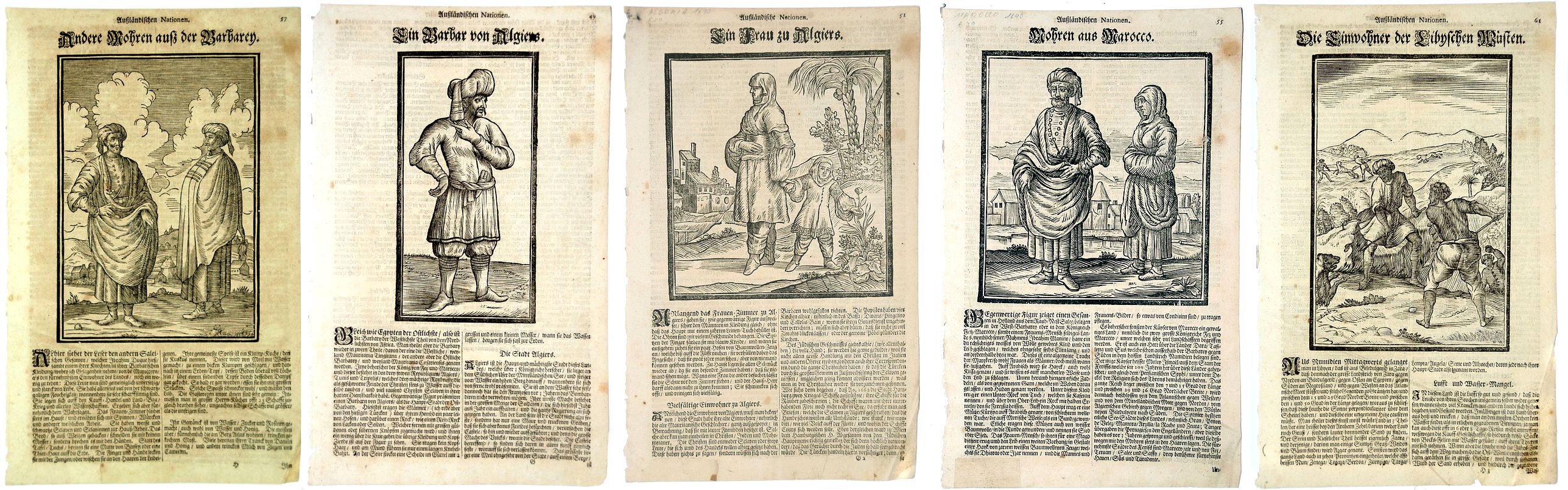 HAPPEL, Von, AUSLANDISCHEN NATIONEN. Von Happel THESAURUS EXOTIROCUM (Algiers, Marocco, Barbaria, Numidien), antique map, old maps