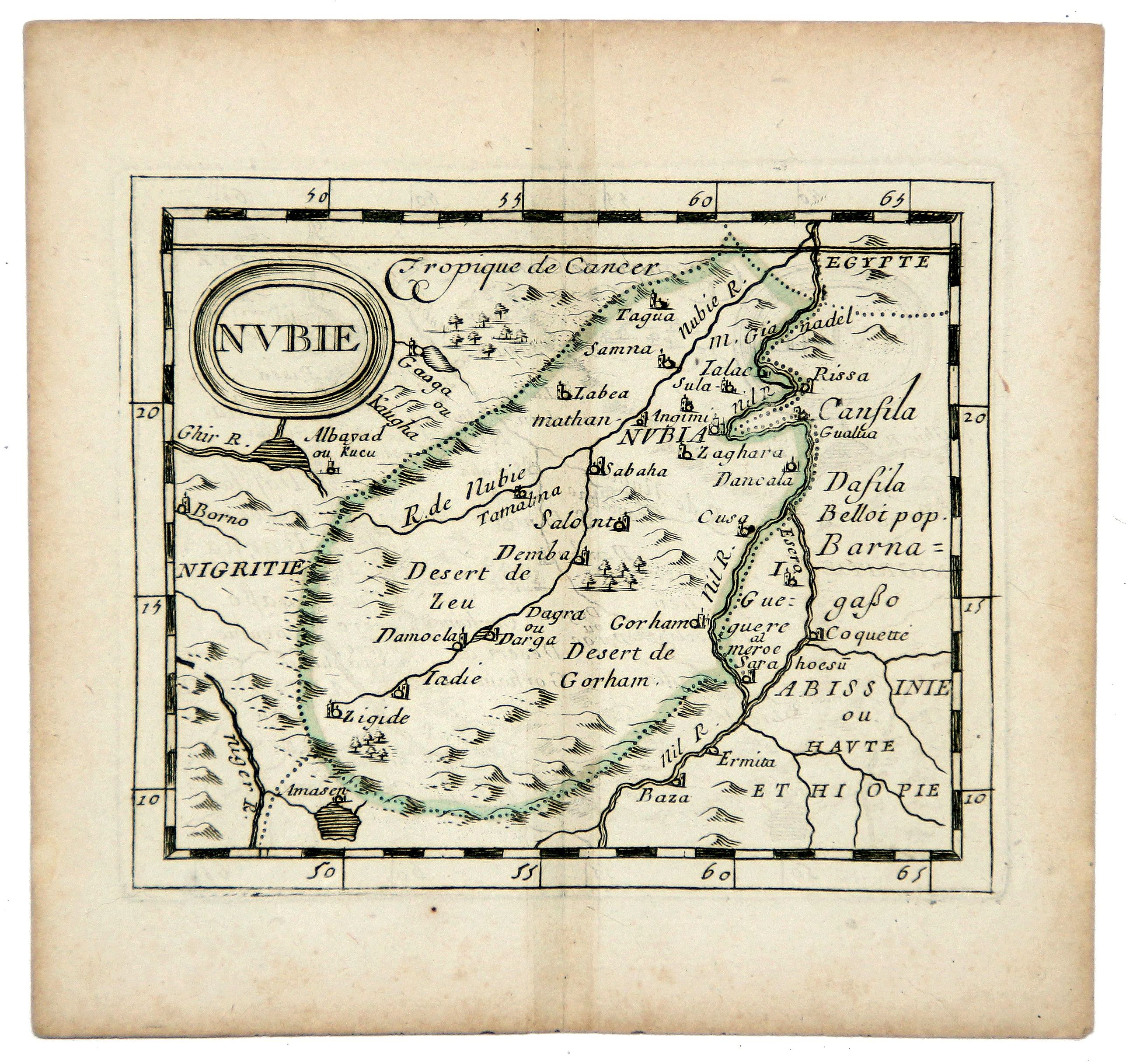DUVAL, Pierre, NUBIE (NUBIA), antique map, old maps