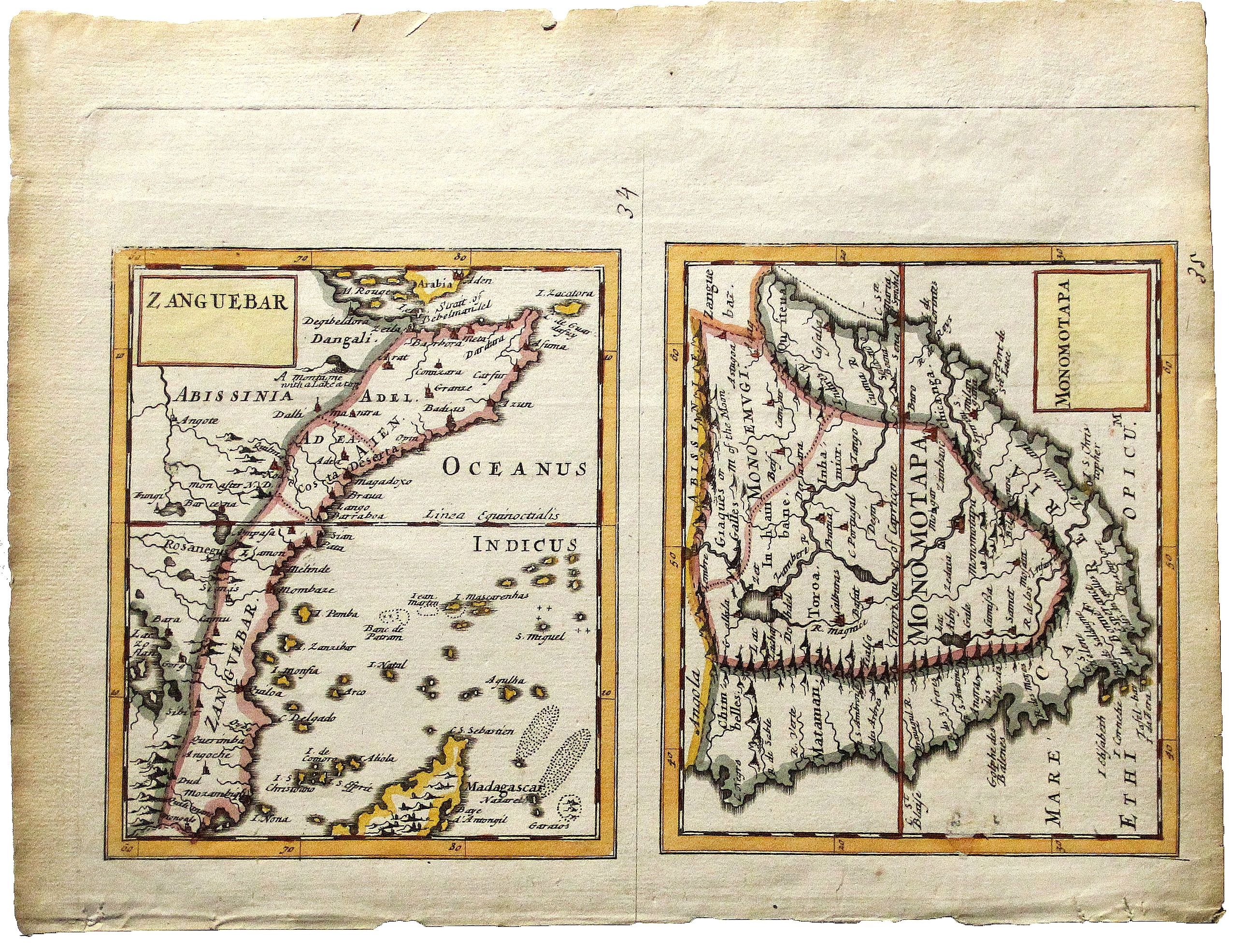 MOORE, Jonas, ZANGUEBAR / MONOMOTAPA., antique map, old maps
