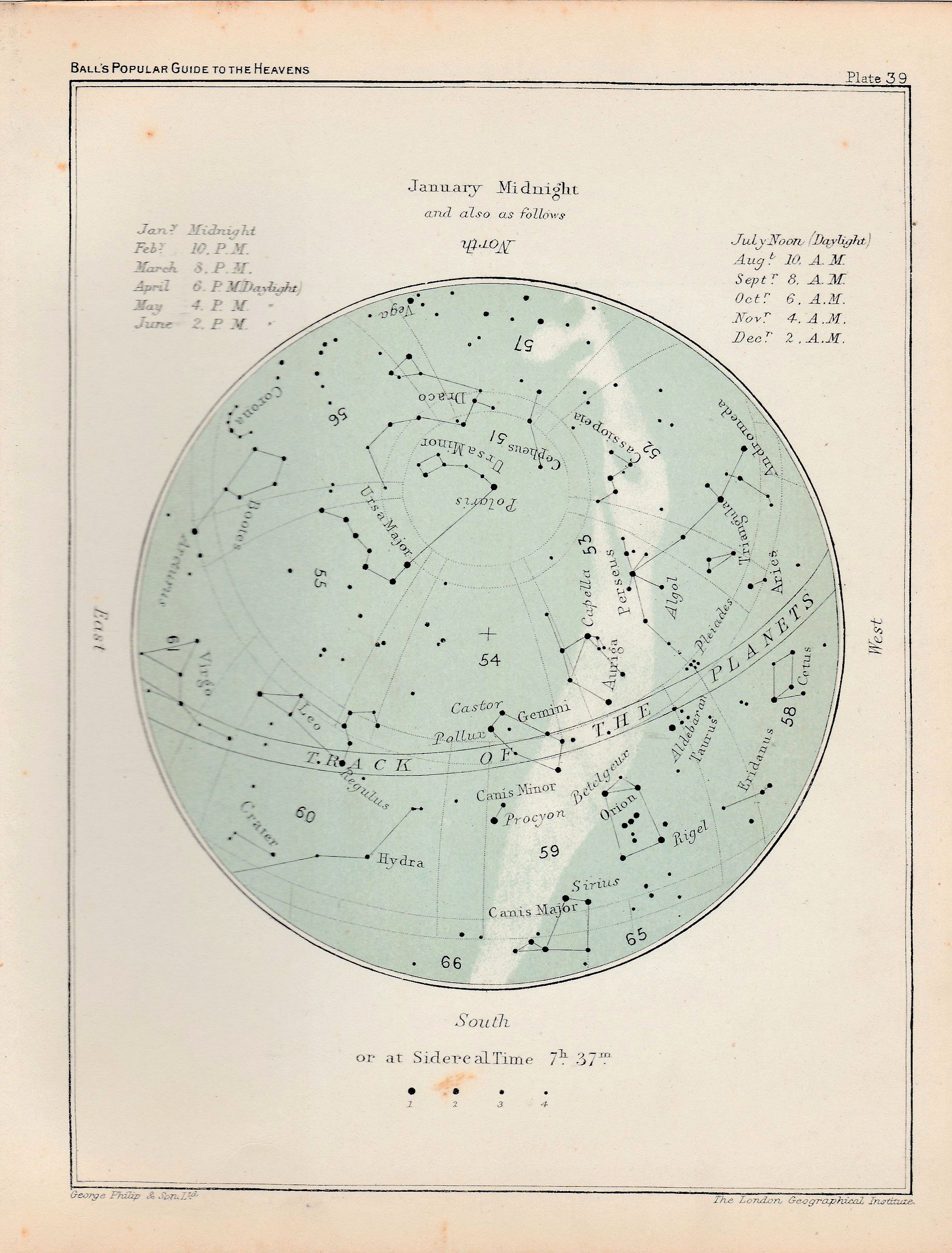 PHILIP, George /BALL, Sir Robert Stanwell, A full set of 12 months Celestial Star Charts., antique map, old maps
