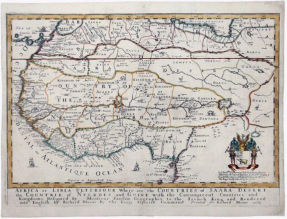BLOME, R., AFRICA or LIBIA ULTERIOUR Where are the COUNTRIES OF SAARA DESERT the COUNTRIE of NEGROES and GUINE., antique map, old maps