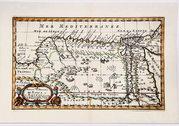 SANSON D'ABBEVILLE, N., ROYAUME et Desert De BARCE, et L'AEGYPTE divisee en ses Principales Parties., antique map, old maps