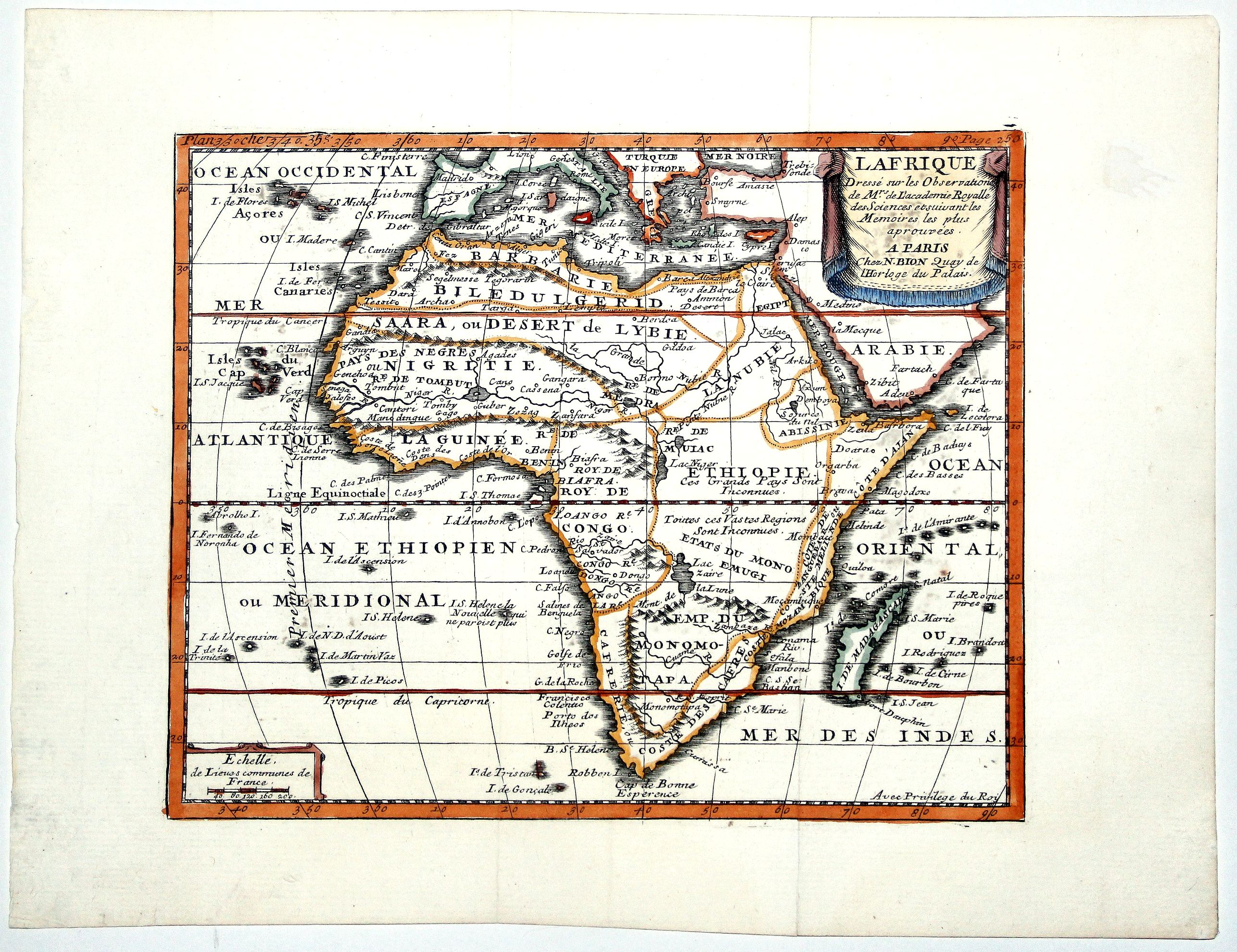BION, N., L AFRIQUE Dresse sur les Observations de Mrs de L'academie Royalle des Sciences..., antique map, old maps