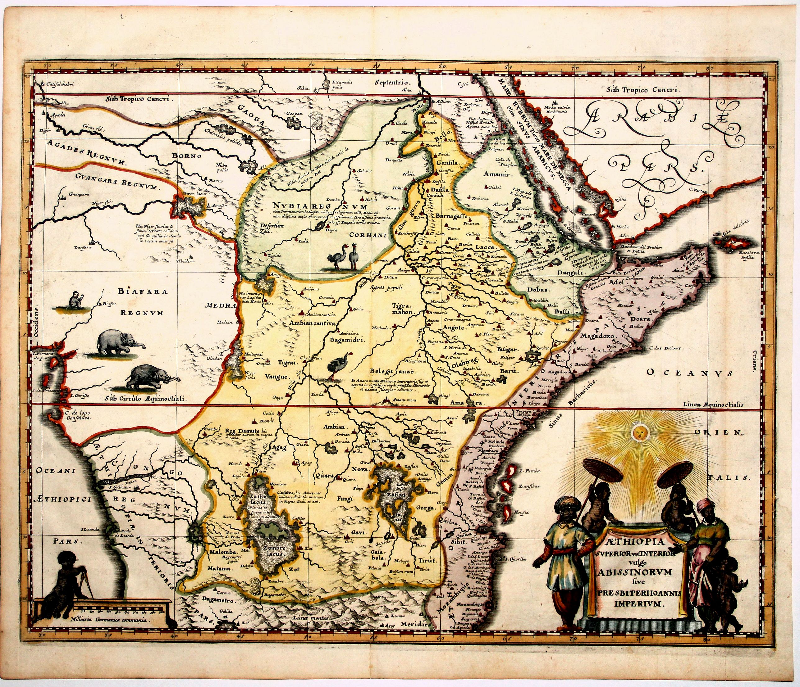 MERIAN, M., AETHIOPIA Superior vel Interior vulgo ABISSINORUM five PRESBITERIIOANNIS IMPERIUM., antique map, old maps