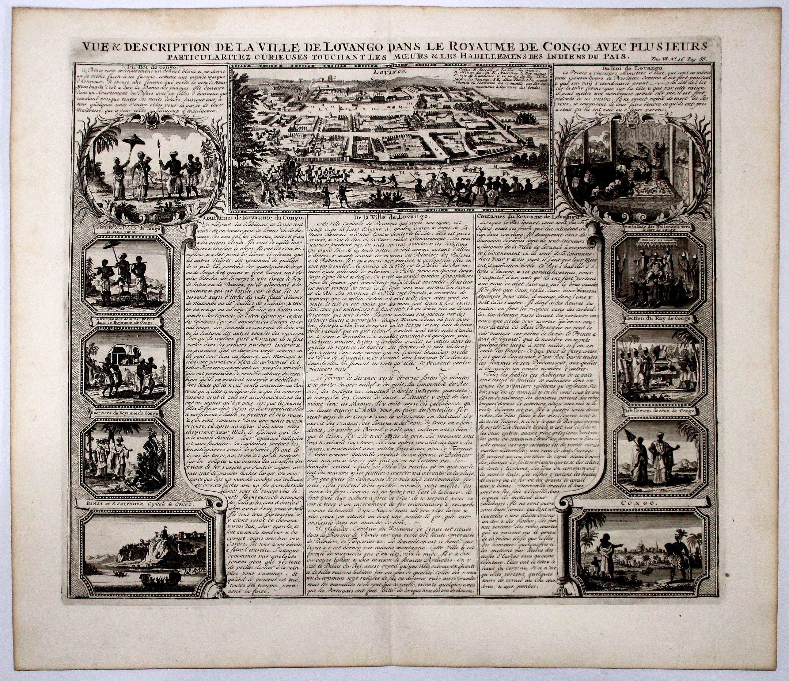 CHATELAIN, H., Vue & description de la ville de Lovango dans le Royaume de Congo avec plusieurs...., antique map, old maps