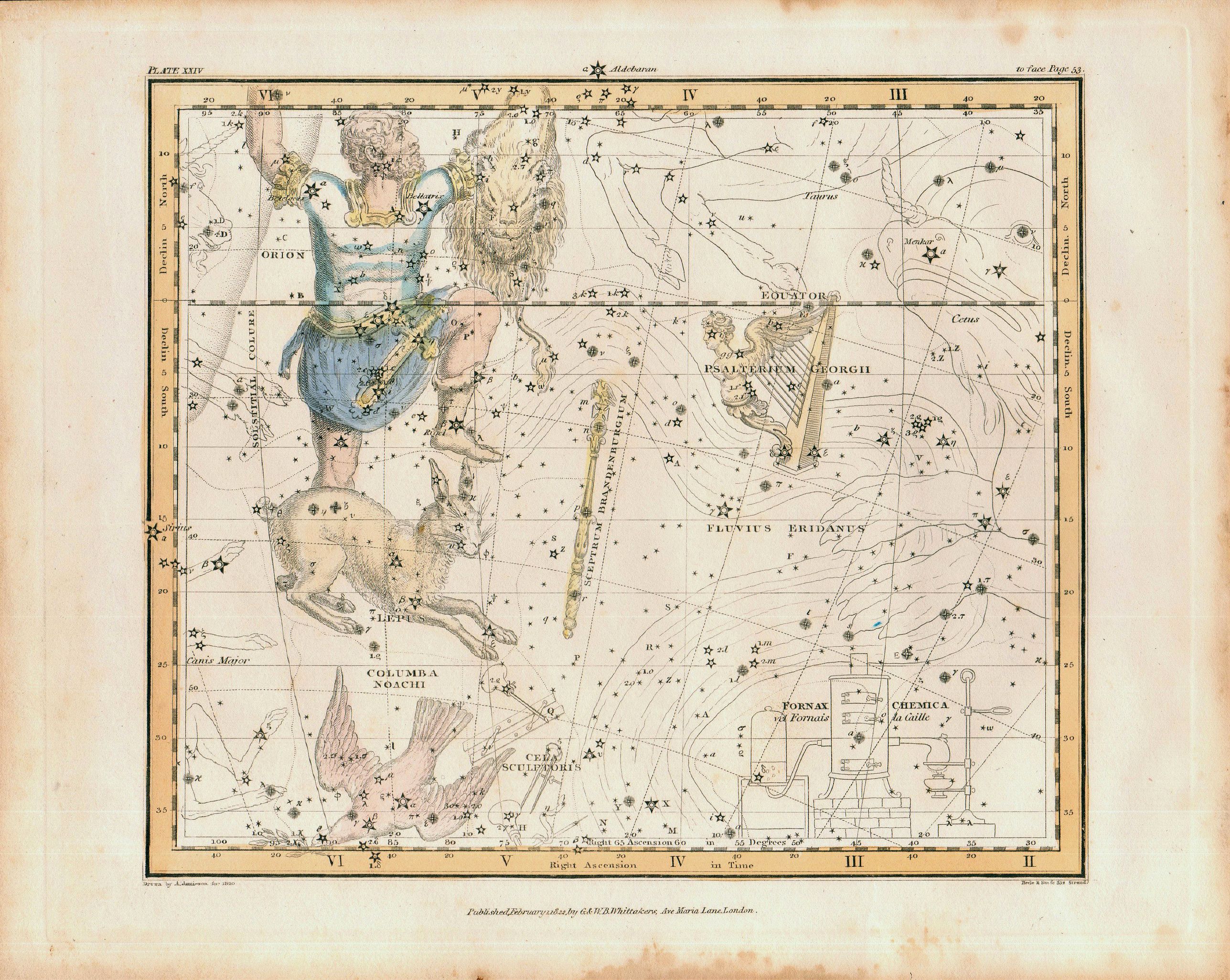 JAMIESON, Alexander, Jamieson Celestial chart plate 24, first edition., antique map, old maps
