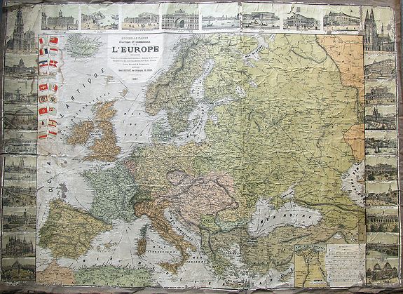 ROPPART, R., Nouvelle carte politique et commerciale de l'Europe indiquant toutes les communications maritimes, chemins de fer, et les changements des nouvelles limites des Etats d'Orient., antique map, old maps