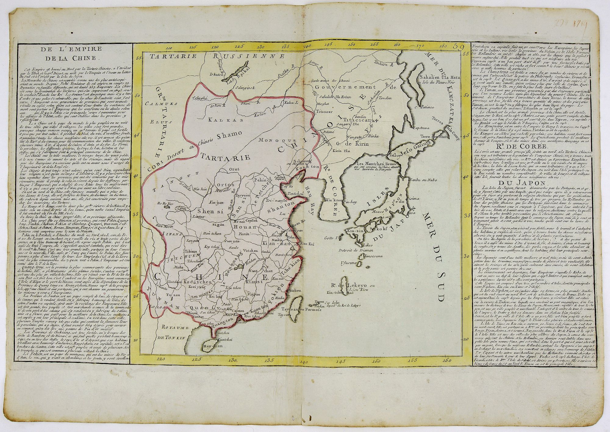 CLOUET, J.B.L., De L'Empire de la Chine, Tartarie, de Coree, du Japon., antique map, old maps