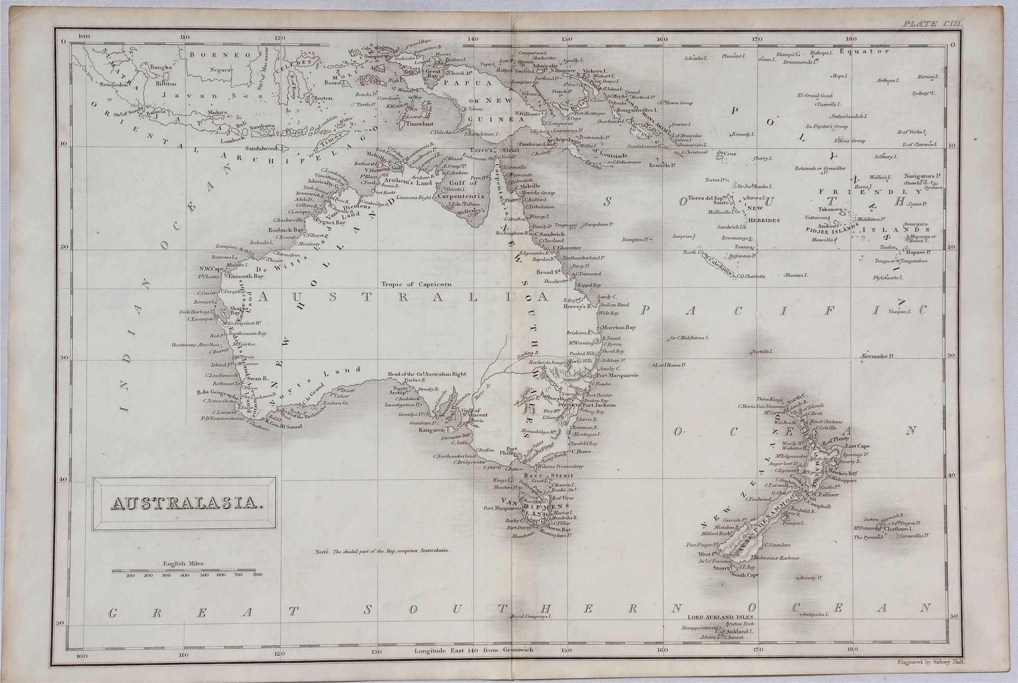 HALL, S., Australasia., antique map, old maps