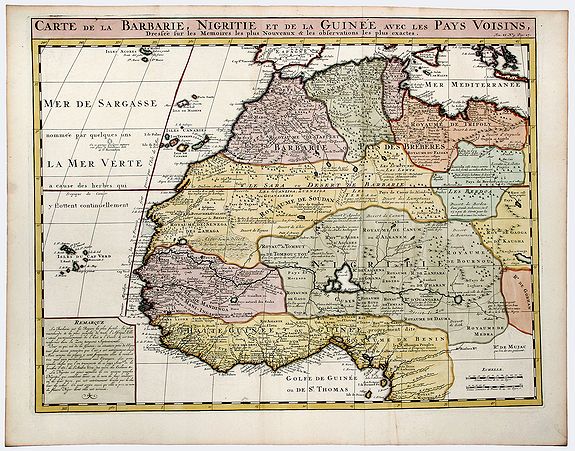 CHATELAIN, Henri Abraham., CARTE de la BARBARIE, NIGRITIE et de la GUINEE, avec les PAYS VOISINS., antique map, old maps