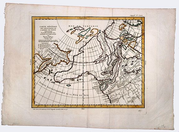 DIDEROT, Denis / DE VAUGONDY, Didier Robert., CARTE GENERALE DES DECOUVERTES de l'Amiral de Fonte,representant la grande possibilite d'un PASSAGE AU NORD OUEST., antique map, old maps