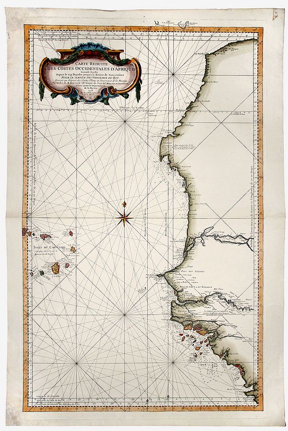 BELLIN, Jacques Nicolas., Carte Reduite DES COSTES OCCIDENTALES D' AFRIQUE Second fouille Depuis le Cap Bojador jusqu'a a la Riviere de Sierra Leona..., antique map, old maps