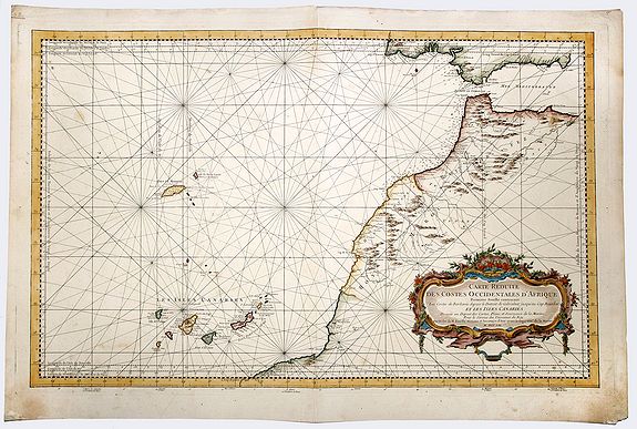 BELLIN, Jacques Nicolas., Carte Reduite DES COSTES OCCIDENTALES D' AFRIQUE Premiere fouille contenant, Les Costes de Barbarie. . . , antique map, old maps