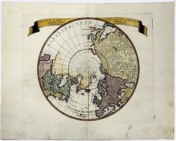 ALBRIZZI, G., NUOAVA CARTA DEL POLO ARTICO. . . (California as an Island), antique map, old maps