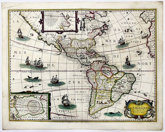TAVERNIER, M. / BETRIUS, P., Carte de L'AMERIQUE Corrigee, et augmentee dessus toutes les aultres cy devant faictes par P. Bertius., antique map, old maps