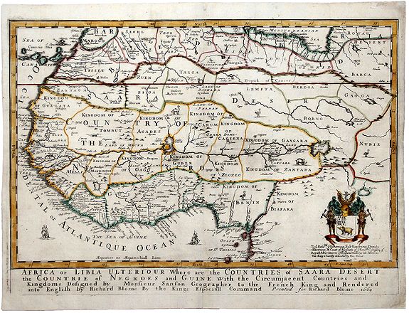 BLOME, R., AFRICA or LIBIA ULTERIOUR Where are the COUNTRIES OF SAARA DESERT the COUNTRIE of NEGROES and GUINE., antique map, old maps