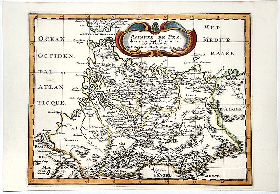 SANSON D'ABBEVILLE, N., ROYAUME DE FEZ divise en Sept Provinces., antique map, old maps