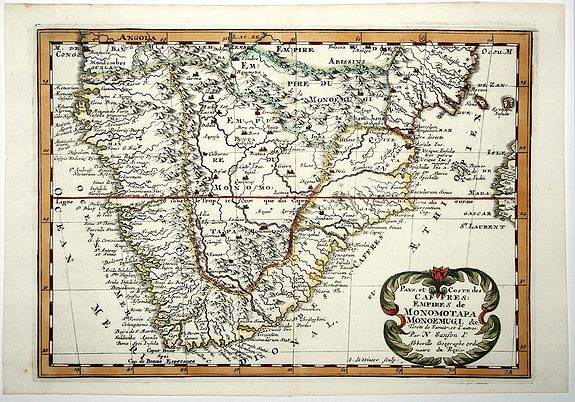 SANSON D'ABBEVILLE, N., Pays et Coste des CAFFRES: Empires de MONOMOTAPA MONOEMUGI &c., antique map, old maps