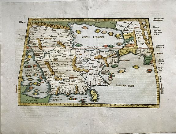 PTOLEMY / FRIES, L., Tabula Sexta Asiae Complectitur Arabam Felicem, & Carmaniam., antique map, old maps