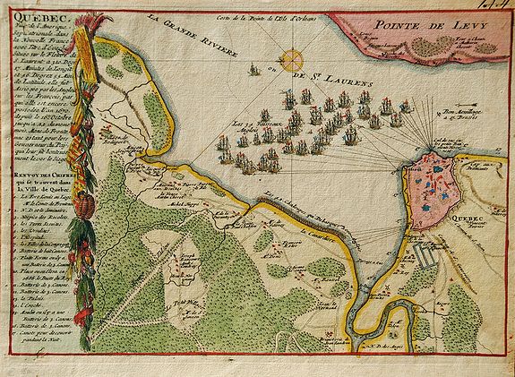 De FER, Nicolas., Quebec, Ville de l'Amerique Septentrionale dans la Nouvelle France. , antique map, old maps