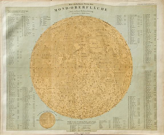PERTHES, Justus., Die sichtbare Seite der Mond-Oberfläche bei voller Beleuchung., antique map, old maps