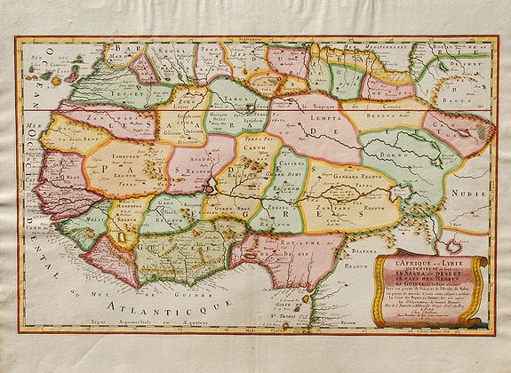 N. Sanson d'Abbeville., L'Afrique, ou Lybie Ulterieure: ou sont Le Saara, ou Desert, Le Pays Des Negres, La Guinee, et les Pays circonv., antique map, old maps