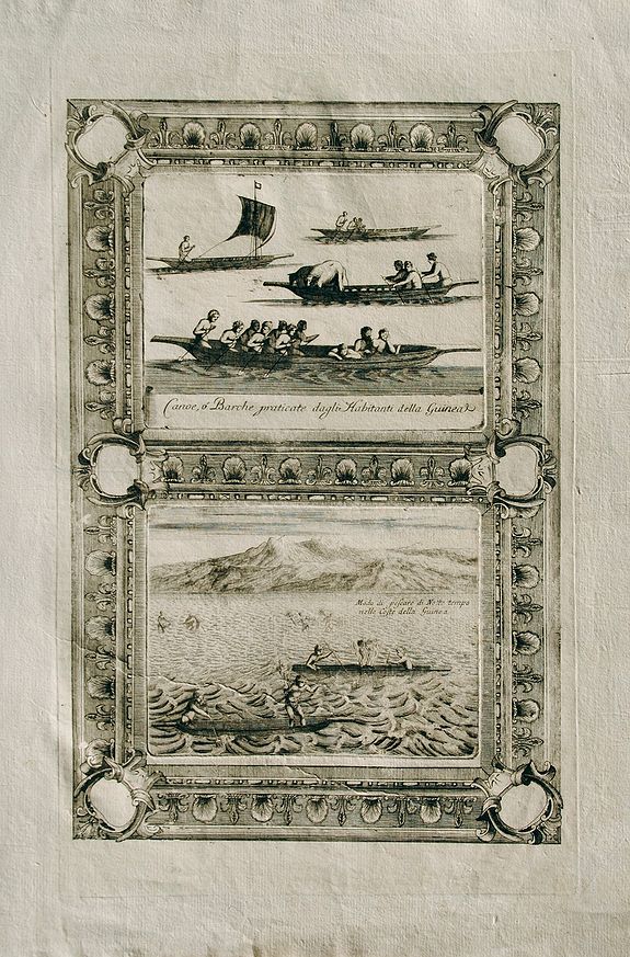 CORONELLI, Vincenzo Maria., Canoe, a Barche praticate dagli Habitanti della Guinea., antique map, old maps