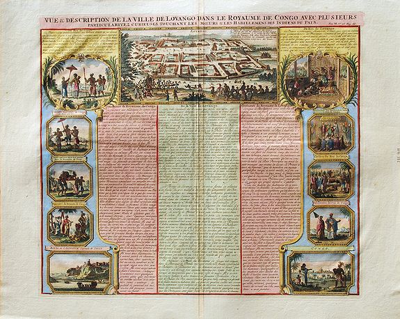 CHATELAIN, H., Vue & Description De La Ville De Lovango Dans Le Royaume De Congo Avec Plusieurs Particularitez Curieuses. , antique map, old maps