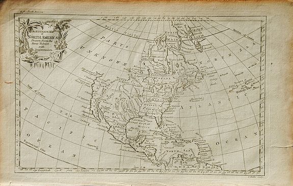 ROLLOS, George., An Accurate Map of North America Drawn from the Sieur Robert, with Improvements., antique map, old maps