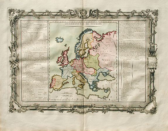 DESNOS, Louis., Souverainetés De L'Europe., antique map, old maps