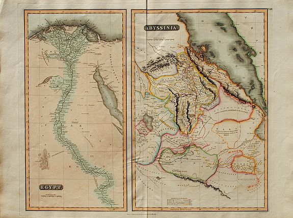 THOMPSON, J., Egypt & Abyssinia., antique map, old maps