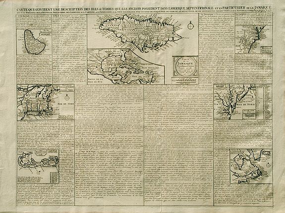 CHATELAIN, Henri., Carte qui Contient une Description des Iles & Terres que les Anglois Possedent dans l'Amerique Septentrionale. . ., antique map, old maps