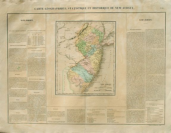 BUCHON, J.A. , Carte Géographique, Statistique Et Historique du New-Jersey., antique map, old maps